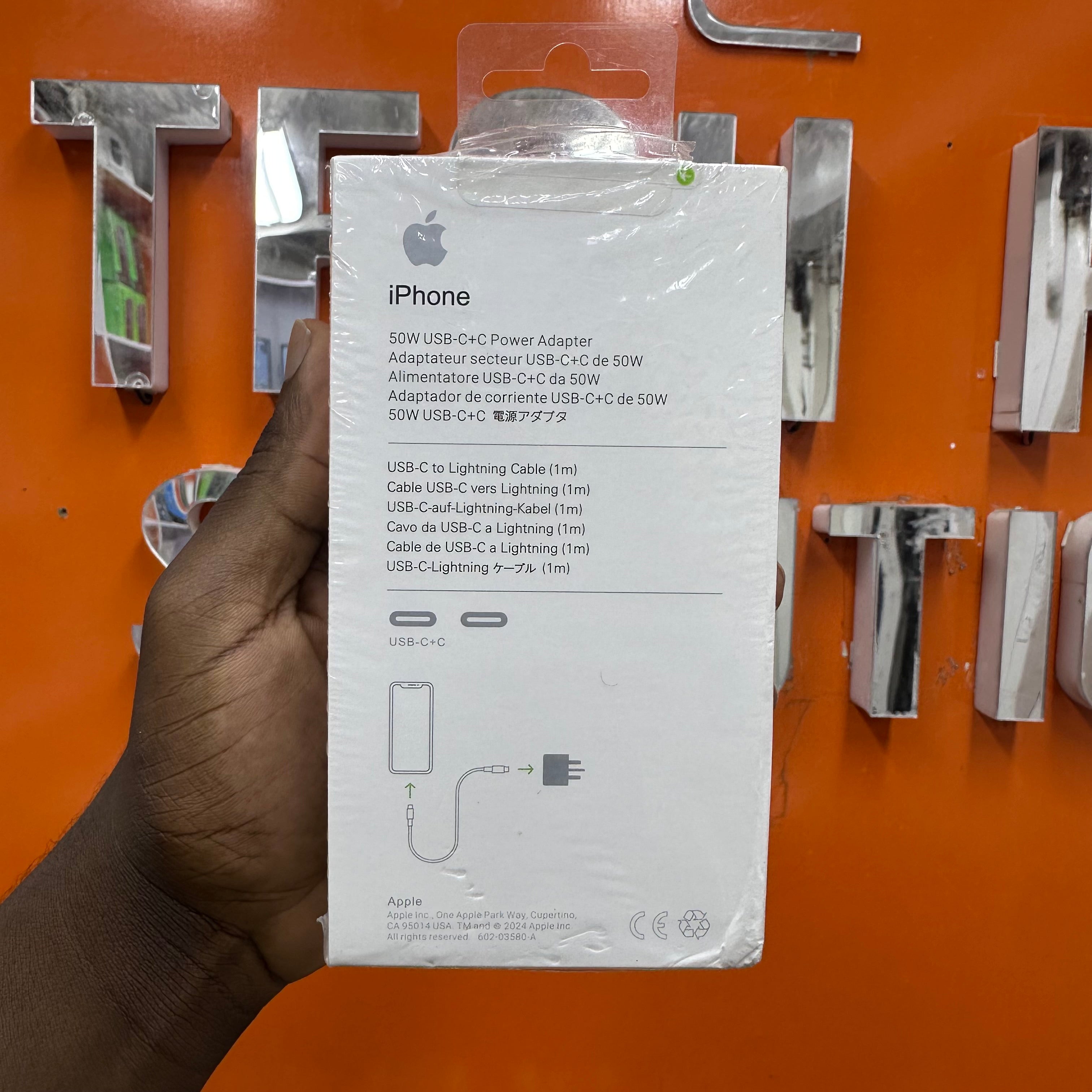 iPhone 50W USB-C+C Power Adapter USB-C to Lightning Cable