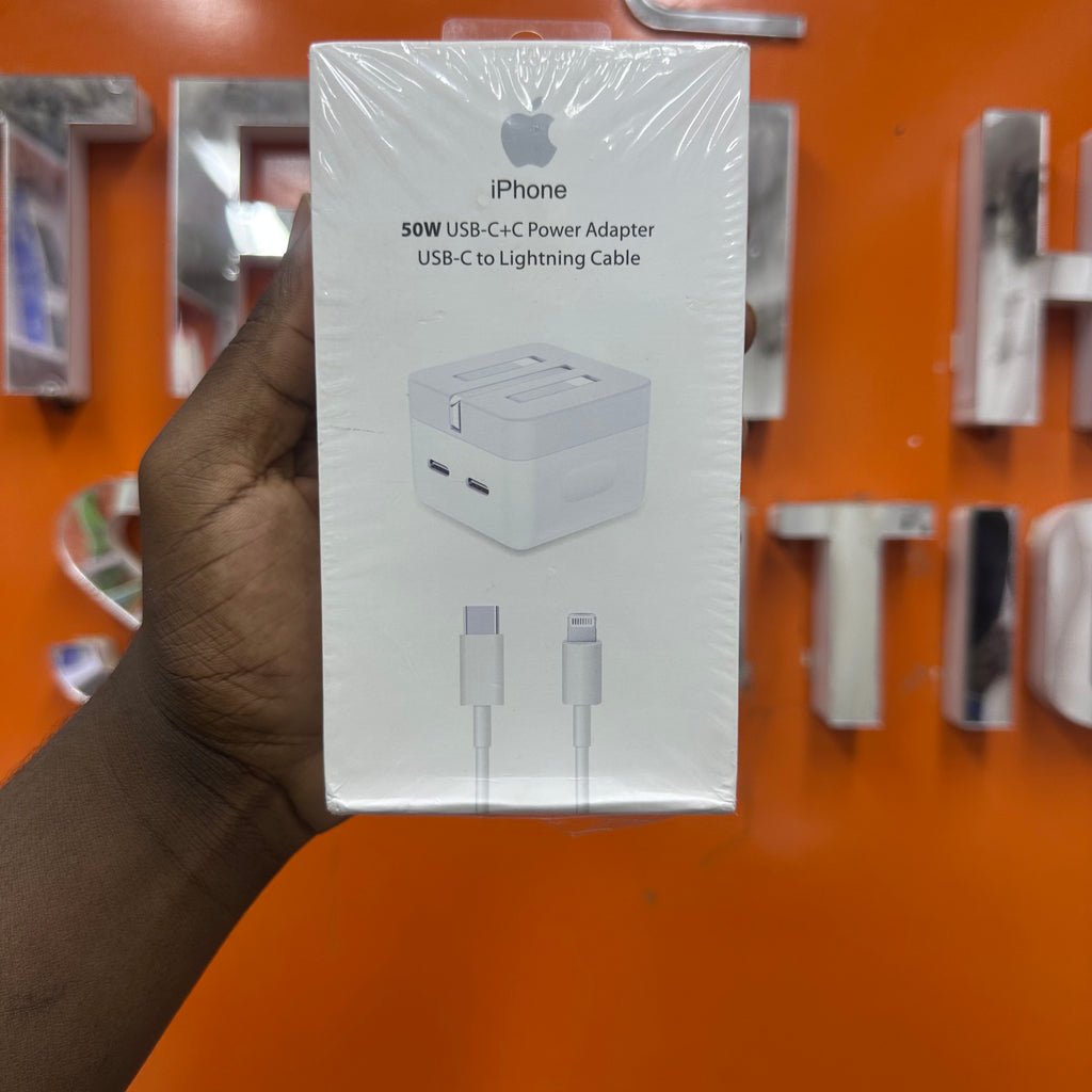 iPhone 50W USB-C+C Power Adapter USB-C to Lightning Cable